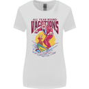 Santa Vacations Funny Christmas Surfer Surfing Womens Wider Cut T-Shirt White
