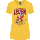 Santa Vacations Funny Christmas Surfer Surfing Womens Wider Cut T-Shirt Yellow