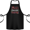 Santa's Favorite Teacher Funny Christmas Cotton Apron 100% Organic Black