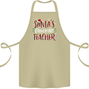 Santa's Favorite Teacher Funny Christmas Cotton Apron 100% Organic Khaki