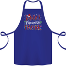 Santa's Favorite Teacher Funny Christmas Cotton Apron 100% Organic Royal Blue