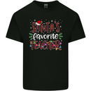Santa's Favorite Teacher Funny Christmas Mens Cotton T-Shirt Tee Top Black
