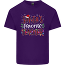 Santa's Favorite Teacher Funny Christmas Mens Cotton T-Shirt Tee Top Purple