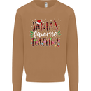 Santa's Favorite Teacher Funny Christmas Mens Sweatshirt Jumper Caramel Latte