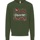Santa's Favorite Teacher Funny Christmas Mens Sweatshirt Jumper Forest Green