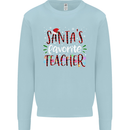 Santa's Favorite Teacher Funny Christmas Mens Sweatshirt Jumper Light Blue