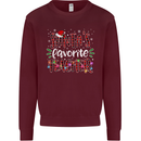 Santa's Favorite Teacher Funny Christmas Mens Sweatshirt Jumper Maroon