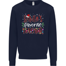Santa's Favorite Teacher Funny Christmas Mens Sweatshirt Jumper Navy Blue