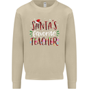 Santa's Favorite Teacher Funny Christmas Mens Sweatshirt Jumper Sand