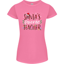 Santa's Favourite Teacher Funny Christmas Womens Petite Cut T-Shirt Azalea