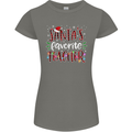 Santa's Favourite Teacher Funny Christmas Womens Petite Cut T-Shirt Charcoal