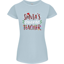 Santa's Favourite Teacher Funny Christmas Womens Petite Cut T-Shirt Light Blue