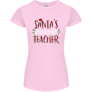 Santa's Favourite Teacher Funny Christmas Womens Petite Cut T-Shirt Light Pink