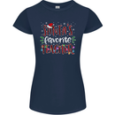 Santa's Favourite Teacher Funny Christmas Womens Petite Cut T-Shirt Navy Blue