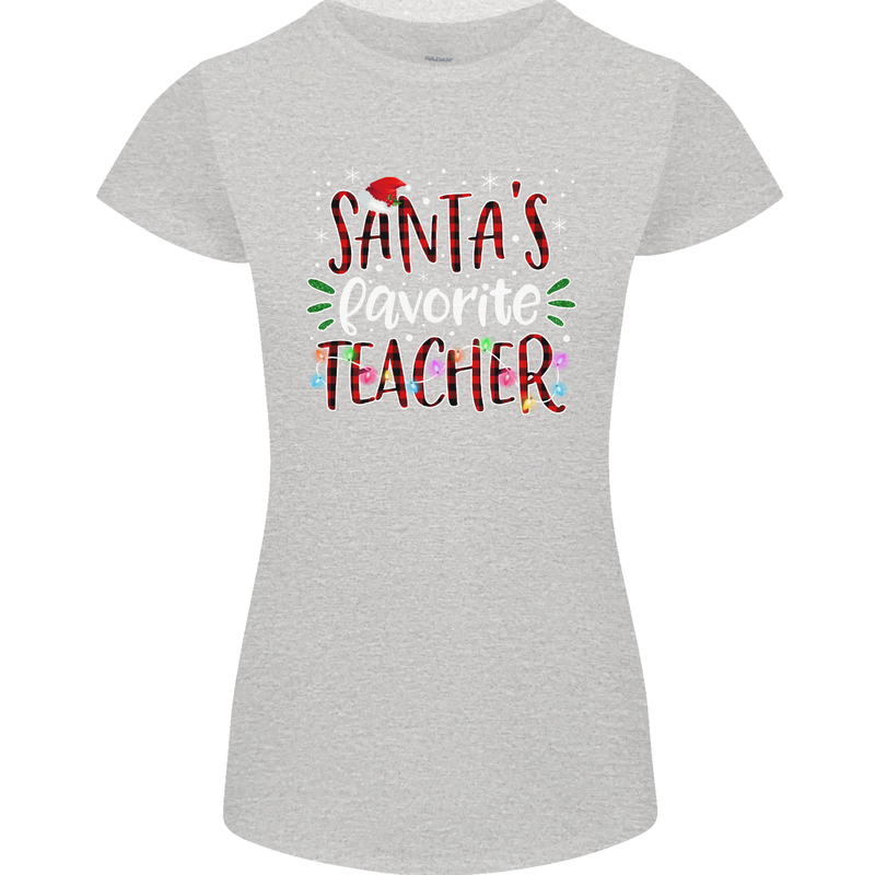 Santa's Favourite Teacher Funny Christmas Womens Petite Cut T-Shirt Sports Grey