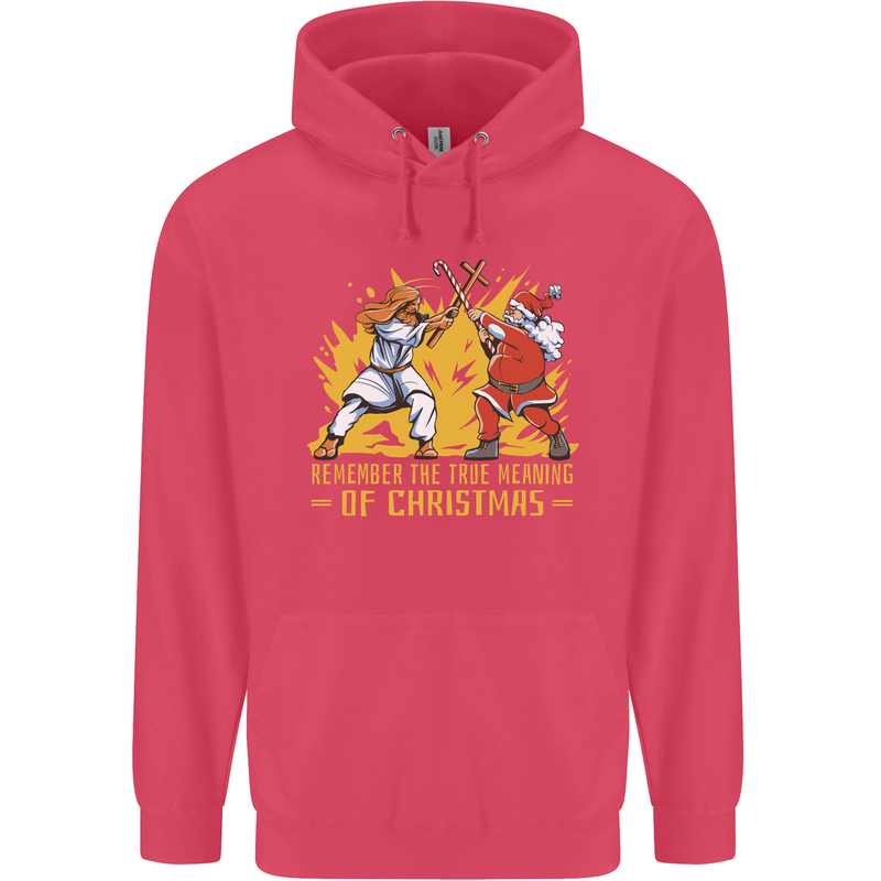 Santa vs Jesus Funny Christmas Xmas Childrens Kids Hoodie Heliconia