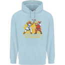 Santa vs Jesus Funny Christmas Xmas Childrens Kids Hoodie Light Blue