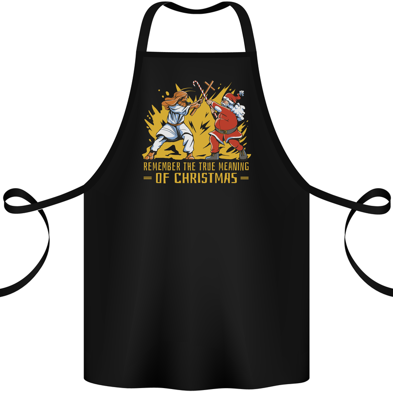 Santa vs Jesus Funny Christmas Xmas Cotton Apron 100% Organic Black