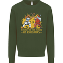 Santa vs Jesus Funny Christmas Xmas Kids Sweatshirt Jumper Forest Green