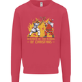 Santa vs Jesus Funny Christmas Xmas Kids Sweatshirt Jumper Heliconia