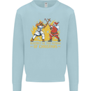 Santa vs Jesus Funny Christmas Xmas Kids Sweatshirt Jumper Light Blue