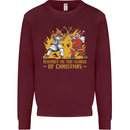Santa vs Jesus Funny Christmas Xmas Kids Sweatshirt Jumper Maroon