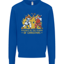 Santa vs Jesus Funny Christmas Xmas Kids Sweatshirt Jumper Royal Blue