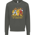 Santa vs Jesus Funny Christmas Xmas Kids Sweatshirt Jumper Storm Grey