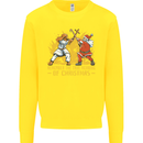 Santa vs Jesus Funny Christmas Xmas Kids Sweatshirt Jumper Yellow