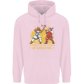 Santa vs Jesus Funny Christmas Xmas Mens 80% Cotton Hoodie Light Pink