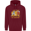 Santa vs Jesus Funny Christmas Xmas Mens 80% Cotton Hoodie Maroon