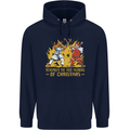 Santa vs Jesus Funny Christmas Xmas Mens 80% Cotton Hoodie Navy Blue