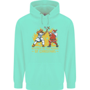 Santa vs Jesus Funny Christmas Xmas Mens 80% Cotton Hoodie Peppermint