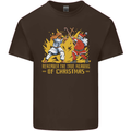 Santa vs Jesus Funny Christmas Xmas Mens Cotton T-Shirt Tee Top Dark Chocolate