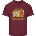 Santa vs Jesus Funny Christmas Xmas Mens Cotton T-Shirt Tee Top Maroon