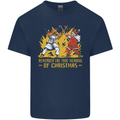 Santa vs Jesus Funny Christmas Xmas Mens Cotton T-Shirt Tee Top Navy Blue
