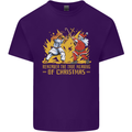 Santa vs Jesus Funny Christmas Xmas Mens Cotton T-Shirt Tee Top Purple