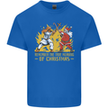 Santa vs Jesus Funny Christmas Xmas Mens Cotton T-Shirt Tee Top Royal Blue