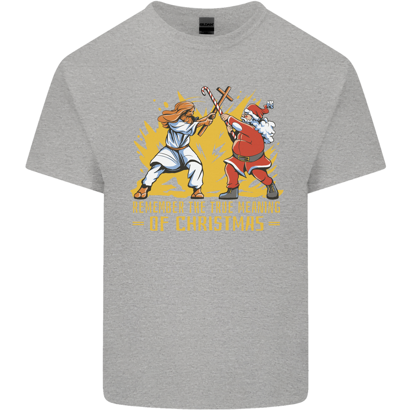 Santa vs Jesus Funny Christmas Xmas Mens Cotton T-Shirt Tee Top Sports Grey