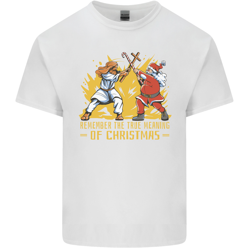 Santa vs Jesus Funny Christmas Xmas Mens Cotton T-Shirt Tee Top White