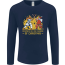 Santa vs Jesus Funny Christmas Xmas Mens Long Sleeve T-Shirt Navy Blue