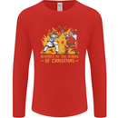 Santa vs Jesus Funny Christmas Xmas Mens Long Sleeve T-Shirt Red