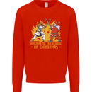 Santa vs Jesus Funny Christmas Xmas Mens Sweatshirt Jumper Bright Red