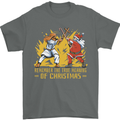 Santa vs Jesus Funny Christmas Xmas Mens T-Shirt 100% Cotton Charcoal