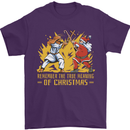 Santa vs Jesus Funny Christmas Xmas Mens T-Shirt 100% Cotton Purple