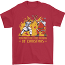 Santa vs Jesus Funny Christmas Xmas Mens T-Shirt 100% Cotton Red