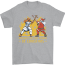 Santa vs Jesus Funny Christmas Xmas Mens T-Shirt 100% Cotton Sports Grey