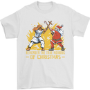 Santa vs Jesus Funny Christmas Xmas Mens T-Shirt 100% Cotton White