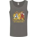 Santa vs Jesus Funny Christmas Xmas Mens Vest Tank Top Charcoal