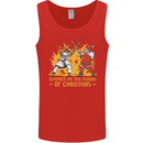Santa vs Jesus Funny Christmas Xmas Mens Vest Tank Top Red